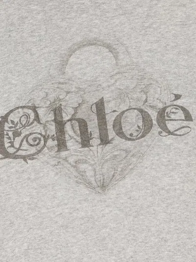 Chloé Baby Fit T-shirt With Logo In Cotton Jersey In Gray