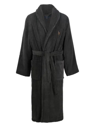 Polo Ralph Lauren Pony-motif Dressing Gown In Black