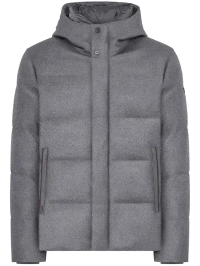 Duno Winsor Hooded Puffer Jacket In Gray