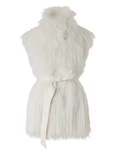 Pinko White Padded Polyester Coat In White