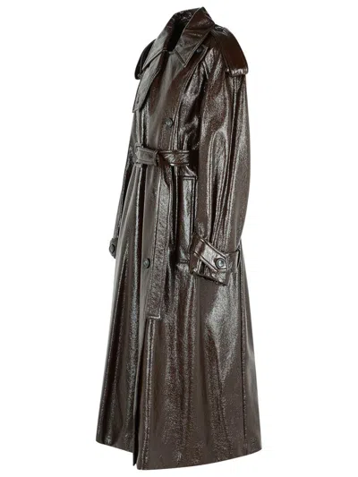 Sportmax Long Coat With Belt And Epaulettes In Brown