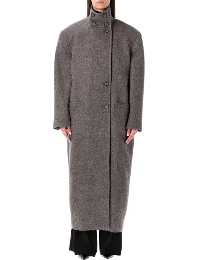 Magda Butrym Oversized Grey Wool Coat In Gray