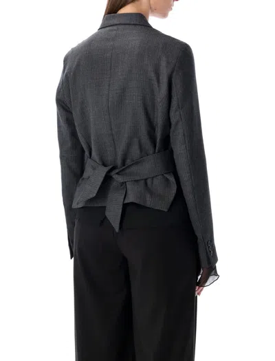 Our Legacy Smoke Grey Wrap Blazer In Micro Herringbone In Multi