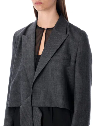 Our Legacy Smoke Grey Wrap Blazer In Micro Herringbone In Multi