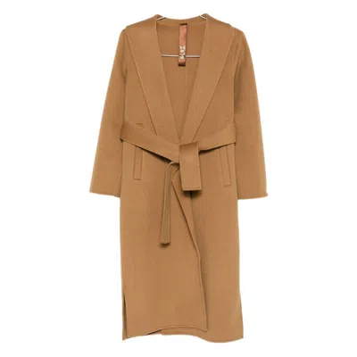 Glox Belted Coat In Brown