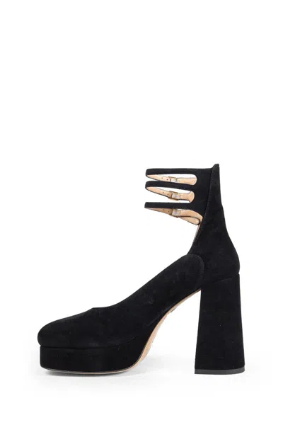 Chloé Loti Suede Platform Block-heel Pumps In Black