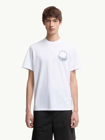 Moncler Printed T-shirt In Cotton In White