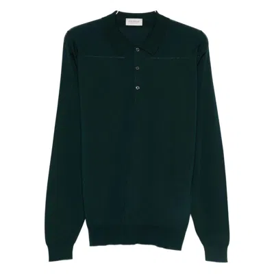 John Smedley Long-sleeved Polo Shirt In Black