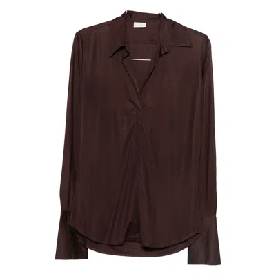Dries Van Noten Grape Viscose Hulindra Shirt In Brown