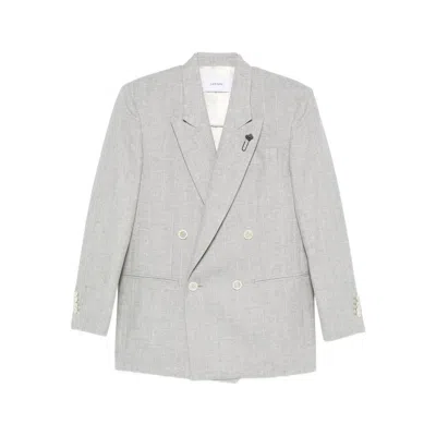 Lardini Double-breasted Blazer In Gray