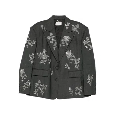 Markgong Floral-embellished Button Jacket In Black