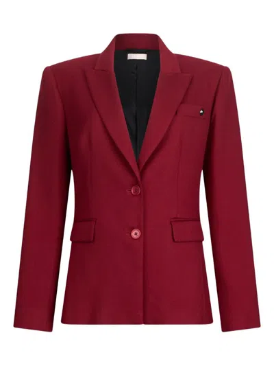 Liu •jo Gemstone-embellished Two-button Blazer In Red