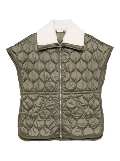 Liu •jo Quilted Waistcoat In Green