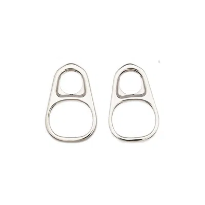 Jean Paul Gaultier Tab Motif Earrings In Silver