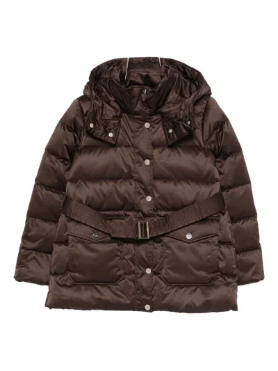 Liu •jo Belted Down Jacket In Brown