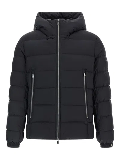 Tatras Domiziano Black Down Jacket With Fixed Hood And Logo Patch On The Sleeve In Tech Fabric Man In Black