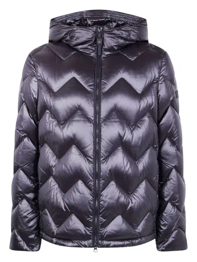 Peuterey Chevron Quilted Puffer Jacket With Hood In Purple