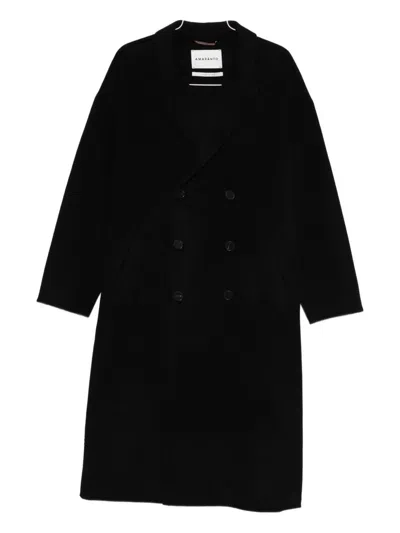 Amaranto Long Double-breasted Coat With Notched Lapel In Black