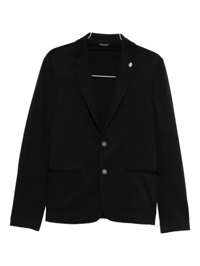 Daniele Alessandrini Tailored Black Blazer With Two-button Closure In Black