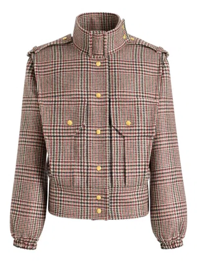 Patou Checked Virgin Wool Jacket In Gray