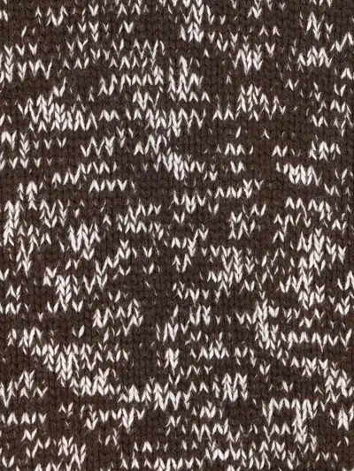 Prada Melange Wool Crewneck Sweater With Pendants In Brown