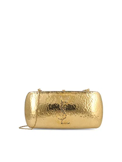 Saint Laurent Evening Clutch Featuring Chain Strap In Gold