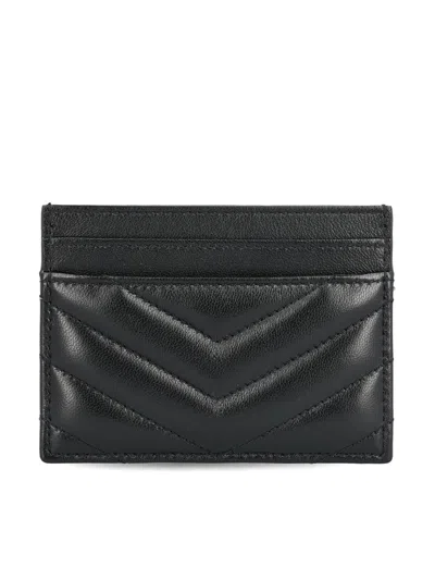 Saint Laurent Chevron Logo Cardholder In Black