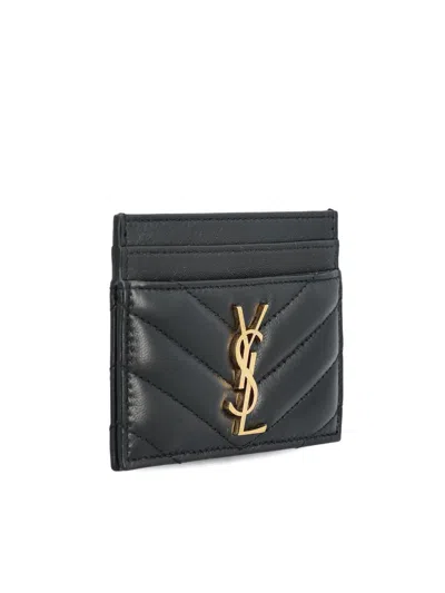 Saint Laurent Chevron Logo Cardholder In Black