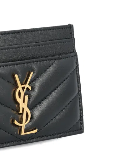 Saint Laurent Chevron Logo Cardholder In Black
