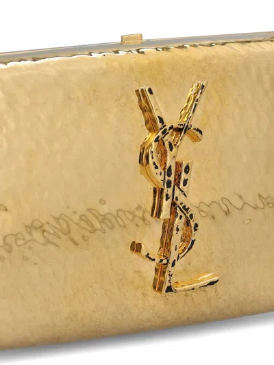 Saint Laurent Evening Clutch Featuring Chain Strap In Gold