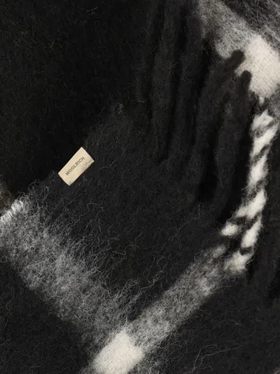 Woolrich Brushed Check-pattern Cape In Black