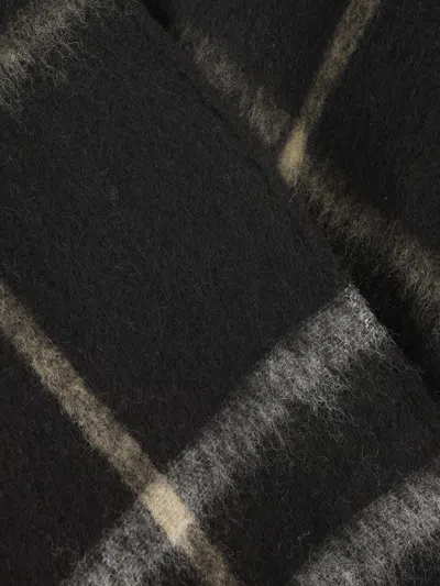 Woolrich Brushed Check-pattern Cape In Black