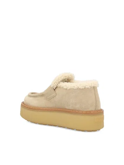 Prada Suede Loafers Featuring Platform Sole In Neutral