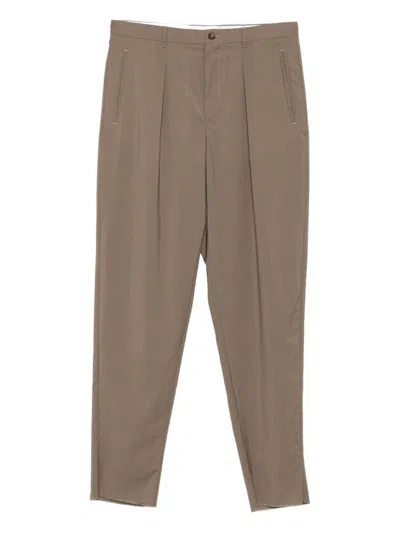 Emporio Armani Straight Trousers With Pleated Design And Pockets In Multi