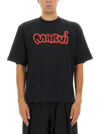 Marni Logo-print Cotton-jersey T-shirt In Multi