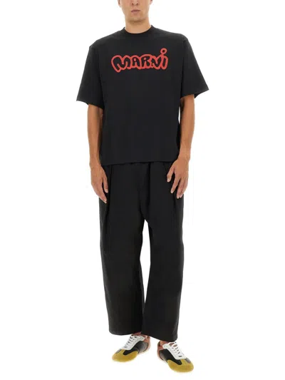 Marni Logo-print Cotton-jersey T-shirt In Multi