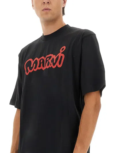 Marni Logo-print Cotton-jersey T-shirt In Multi