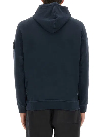 Stone Island Hooded Cotton Sweatshirt Featuring Front Pocket In Multi