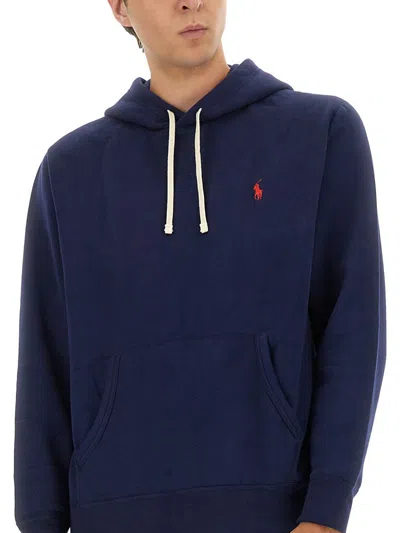 Polo Ralph Lauren Drawstring Hood Sweatshirt With V-shaped Insert In Multi