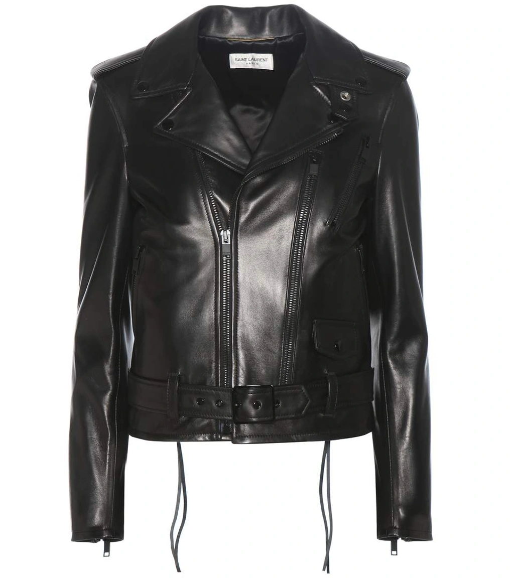 Saint Laurent Women's Leather Biker Jacket Black