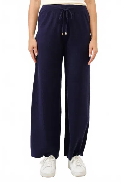 Cielo Knit Wide Sweater Pants In Navy Blue In Blue
