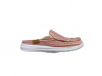 Corkys Footwear Pontoon Canvas Slip On Mule Boat Shoes In Red Stripe In Red