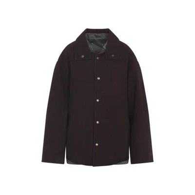 Maison Margiela Grey And Burgundy Polyamide And Wool Jacket In White