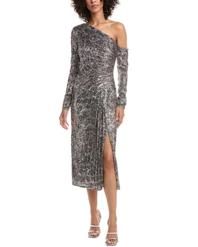 Tadashi Shoji Sevilla Sequin One-shoulder Midi Dress In Gray
