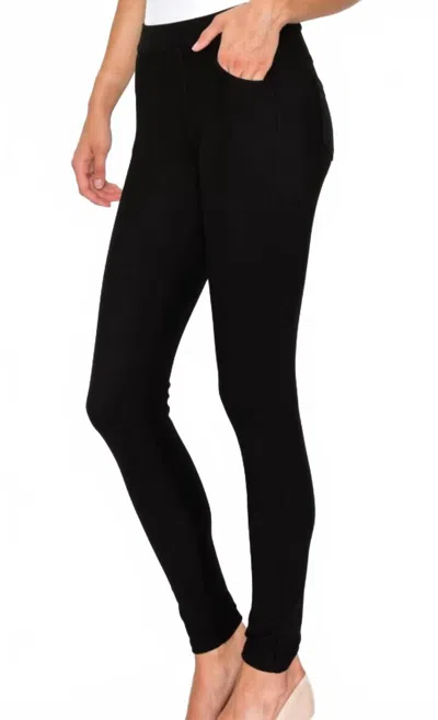 Yelete Women's Four Pocket Ponte Pants In Black In Black