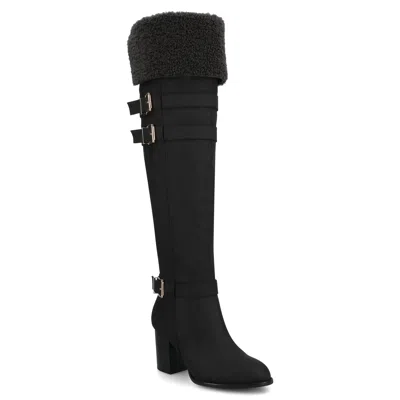 Journee Collection Journee Women's Alyza Over-the-knee Sherpa Boots In Black