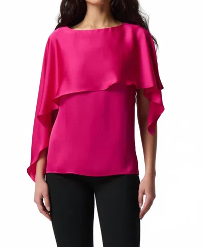 Joseph Ribkoff Satin Layered Top In Shocking Pink In Pink