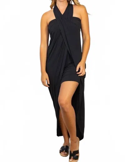 White Birch Wrap Multiway Dress In Black In Black