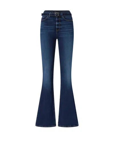 Pinko Power Stretch Denim Flared Jeans In Blue