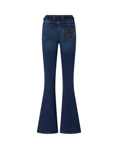 Pinko Power Stretch Denim Flared Jeans In Blue